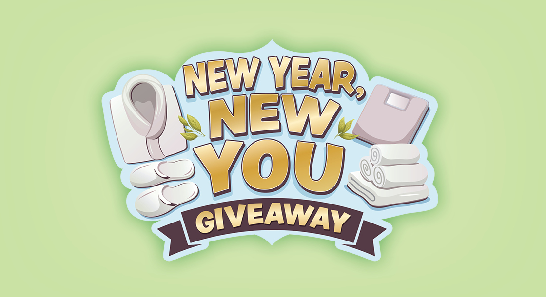 New Year, New You Giveaway logo with pictures of the self care gifts.